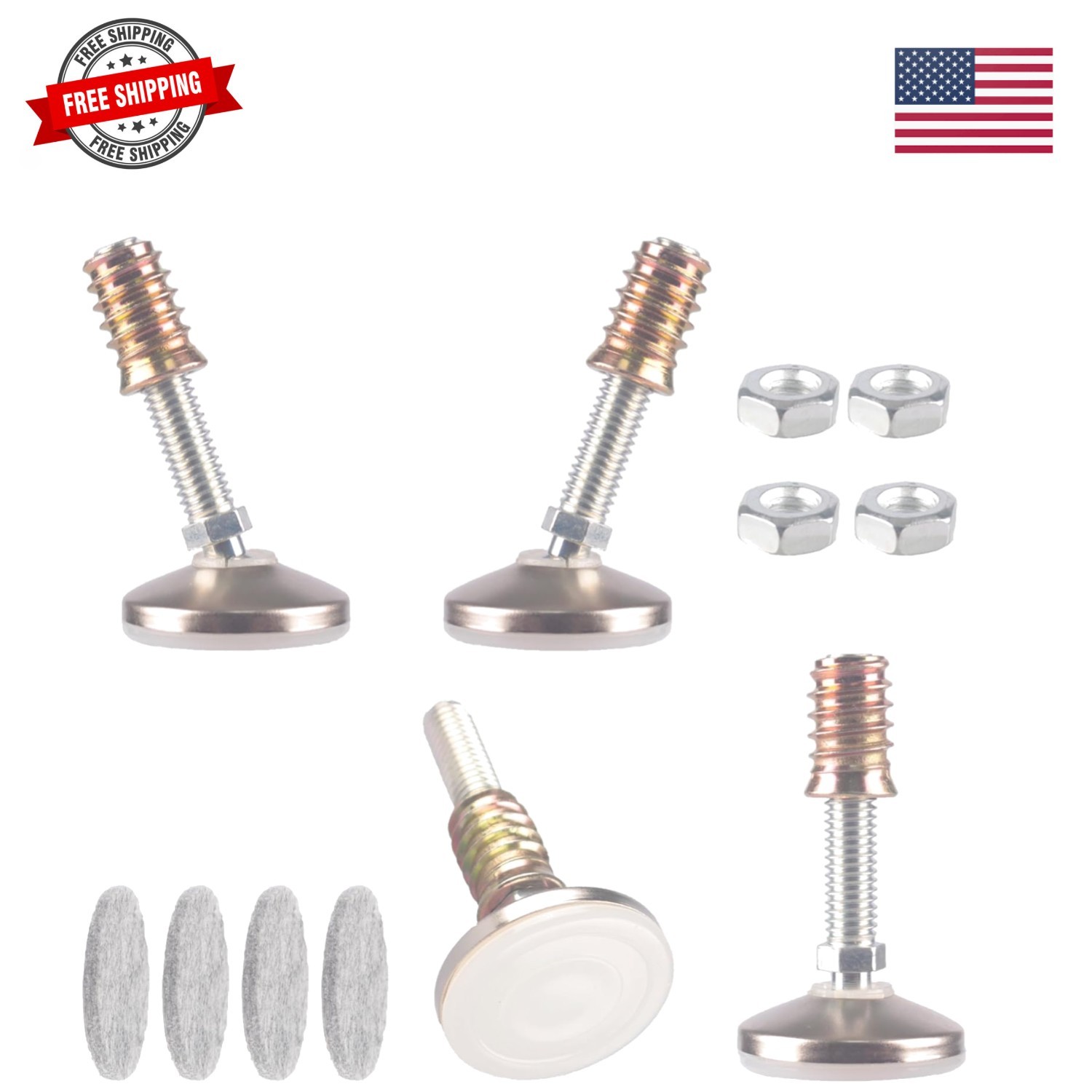 Furniture Levelers Swivel Feet,Angle Height Adjustable3/8-16 Nut Inserts Kits…