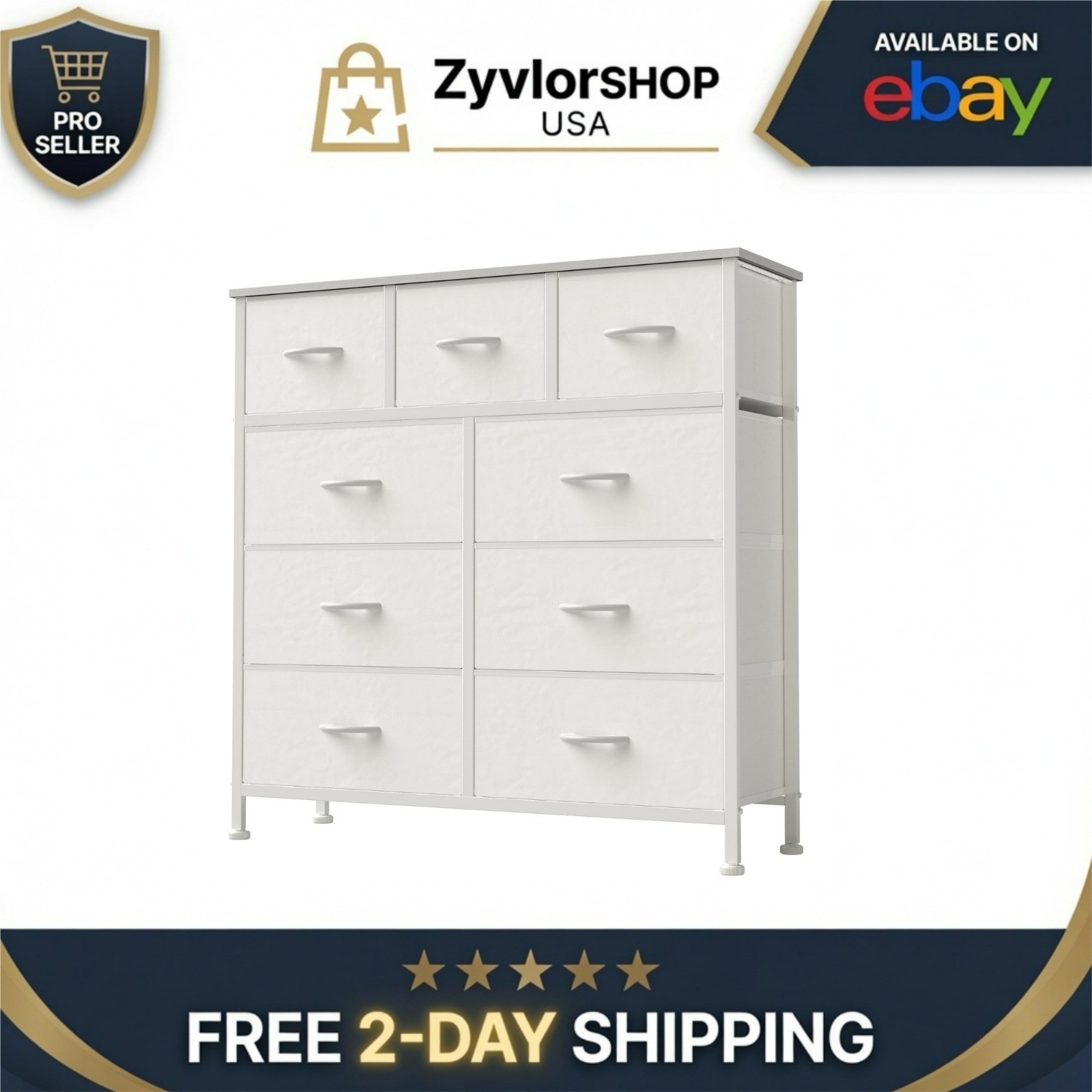 DUMOS 9 Drawer Dresser for Bedroom | Storage Organizer Chest of Drawers