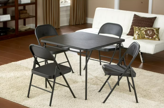 Set of 4 Steel Metal Folding Chair, Heavy Duty Portable, Black