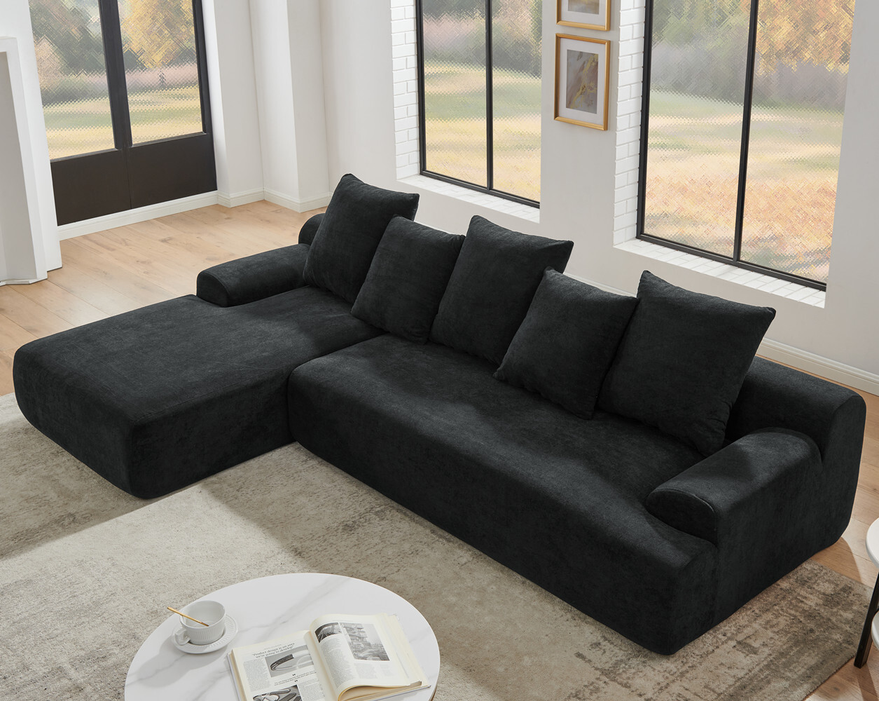 110″ L-Shaped Sectional Sofa Couch Upholstered Combination Sofa Chaise Lounge