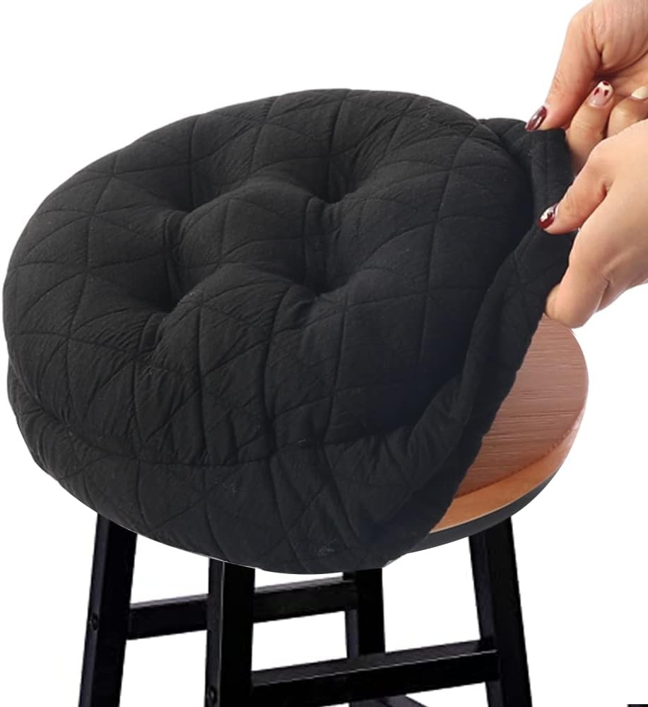 Round Bar Stool Seat Cushion Cover 13 Inch Non-Slip Jacquard Fabric Padded Stool