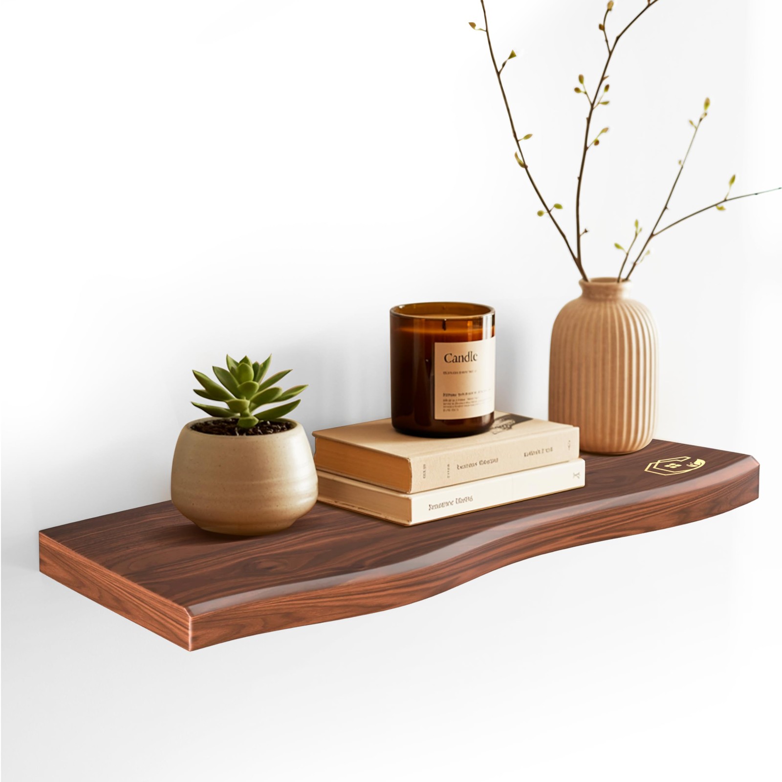 Live Edge Floating Wall Shelf – Solid Wood for Farmhouse, Modern, or Rustic H…