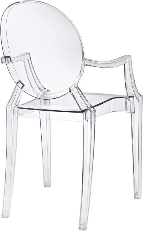 Modway Casper Modern Acrylic Stacking Kitchen and Dining Room Arm Chair Clear