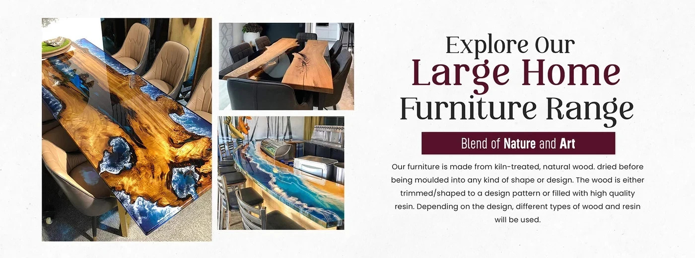 Walnut Epoxy River Dining Table Top Live Edge Handmade Custom Luxury