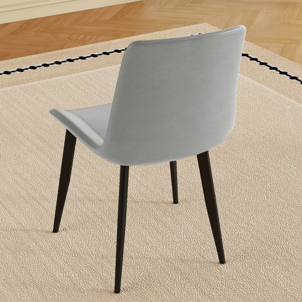 4 Dining Chairs PU Leather Carbon Steel Legs Curved Backrest Padded Seats