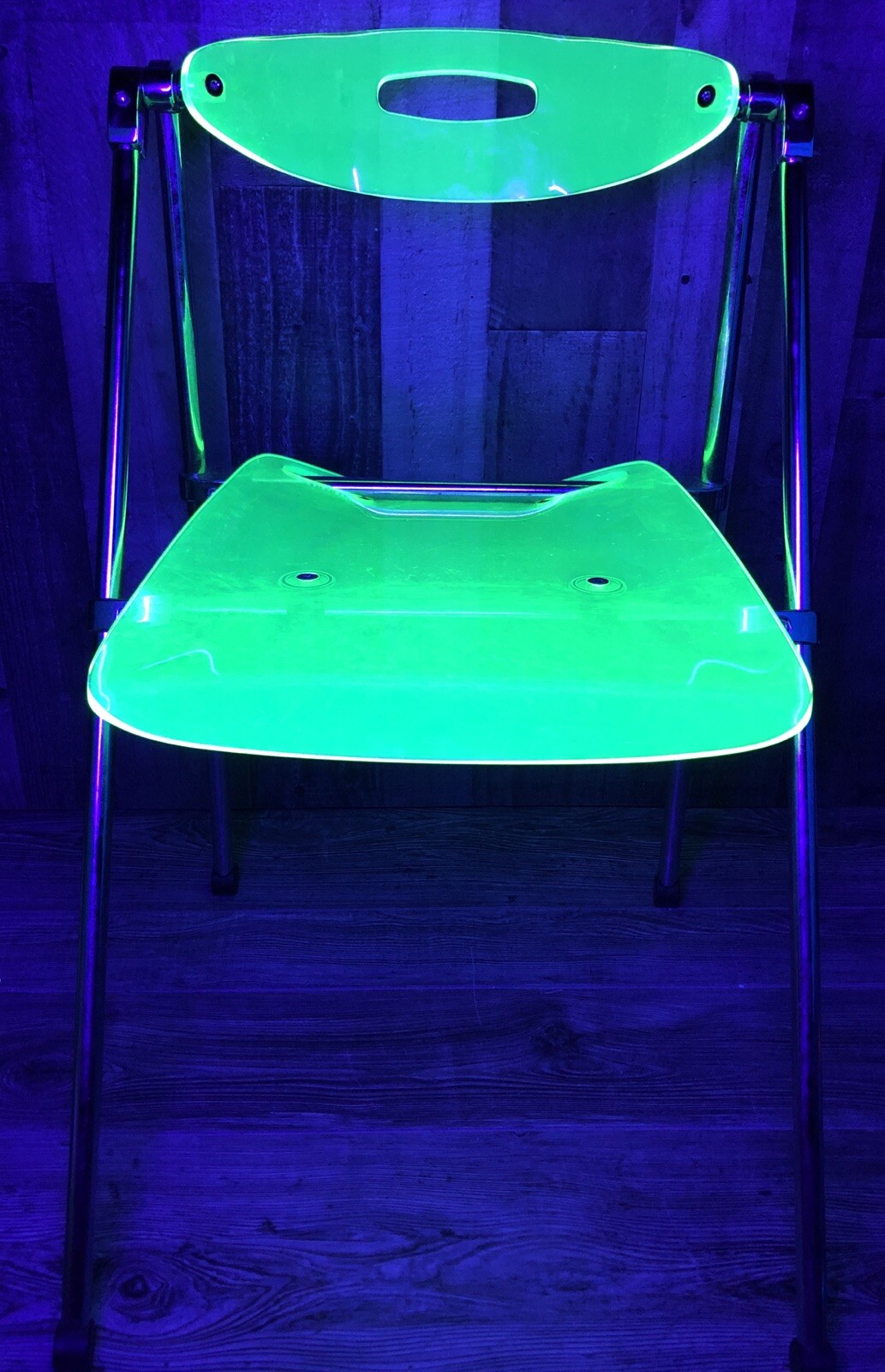 Vintage Retro Gio Ponti Giancarlo Piretti Style Neon Green Acrylic Lucite Chair