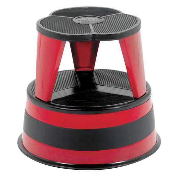 Round Office Stool, 2 Steps, 350 lb Load Capacity, 14 1/2 in Overall Height,