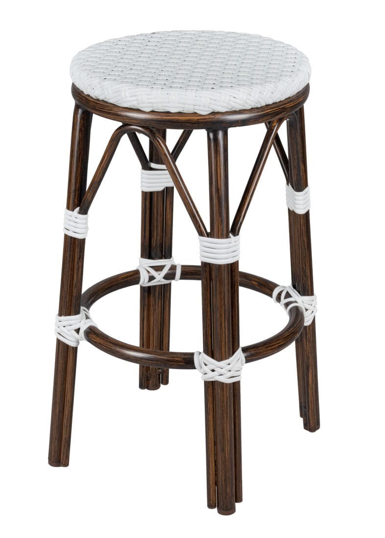 White on White Dark Frame 26″ Counter Height Bistro Barstool by Chivari