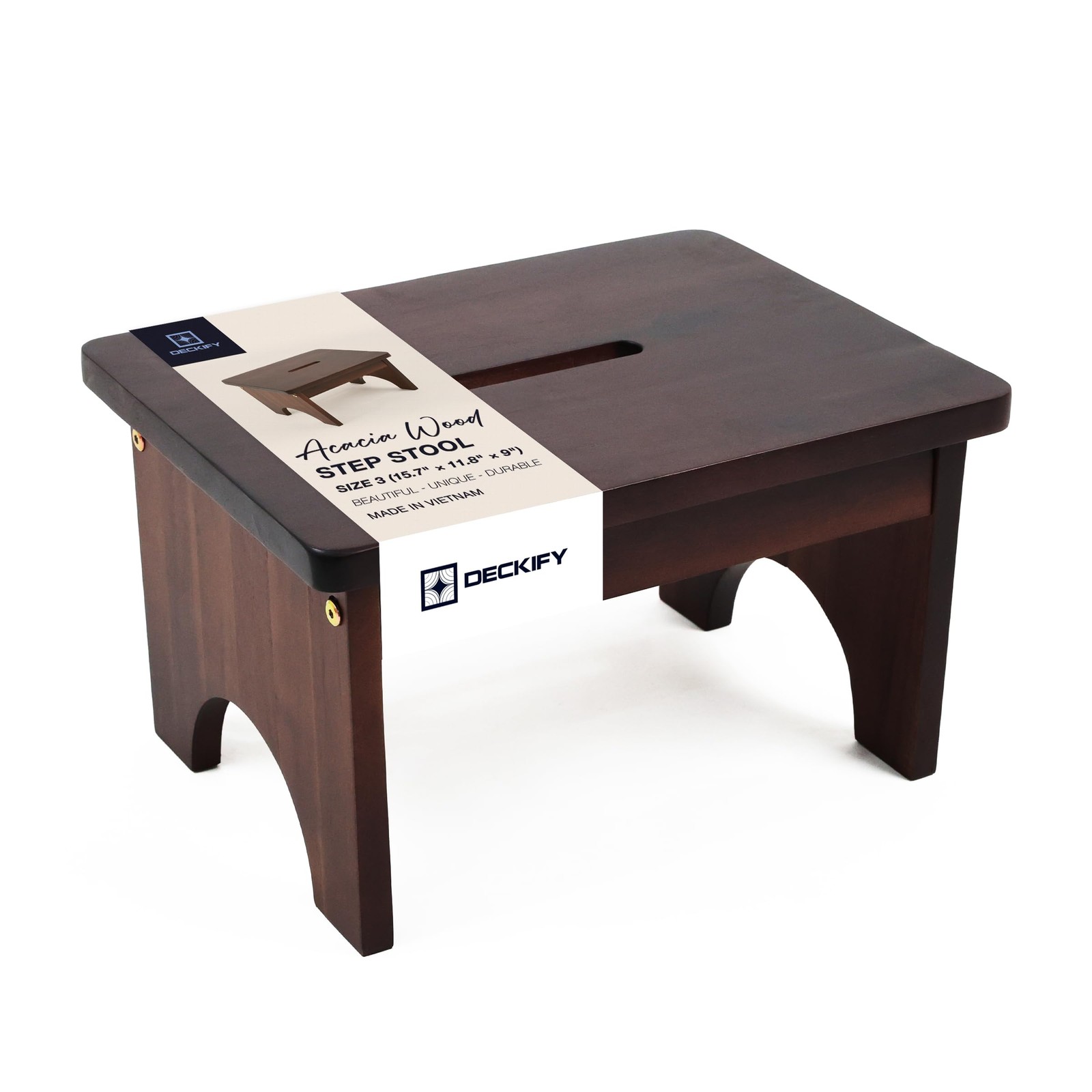 Wooden Step Stool 600 Lbs Acacia Wood 9 Inch Height – Non-Slip for Bed