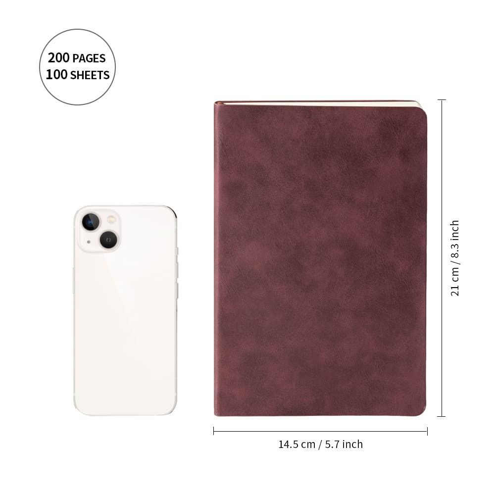 Pyd Life 6 Pack Leather Notebooks A5 Journal Lined Blanks 5.8 X 8.3 Dark Maroon