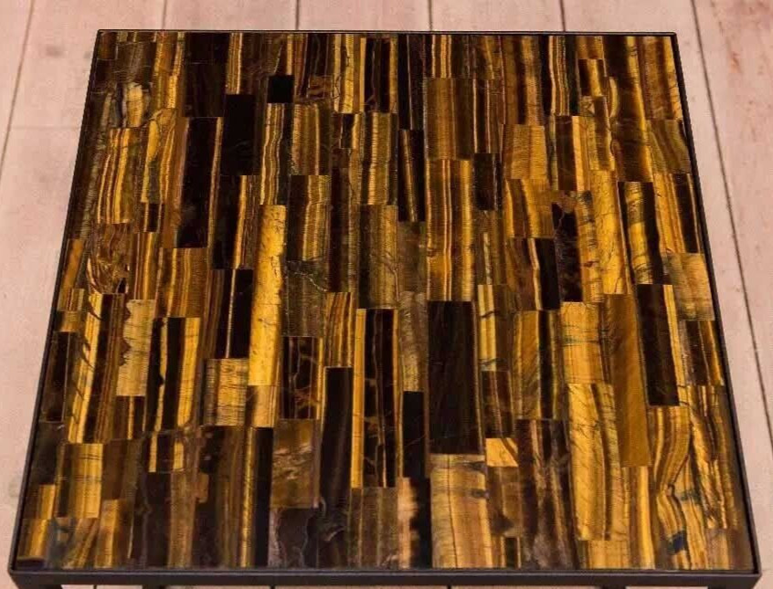 Tiger Eye Stone Table Top, Coffee Table Top, Gemstone Furniture Table Top Decor