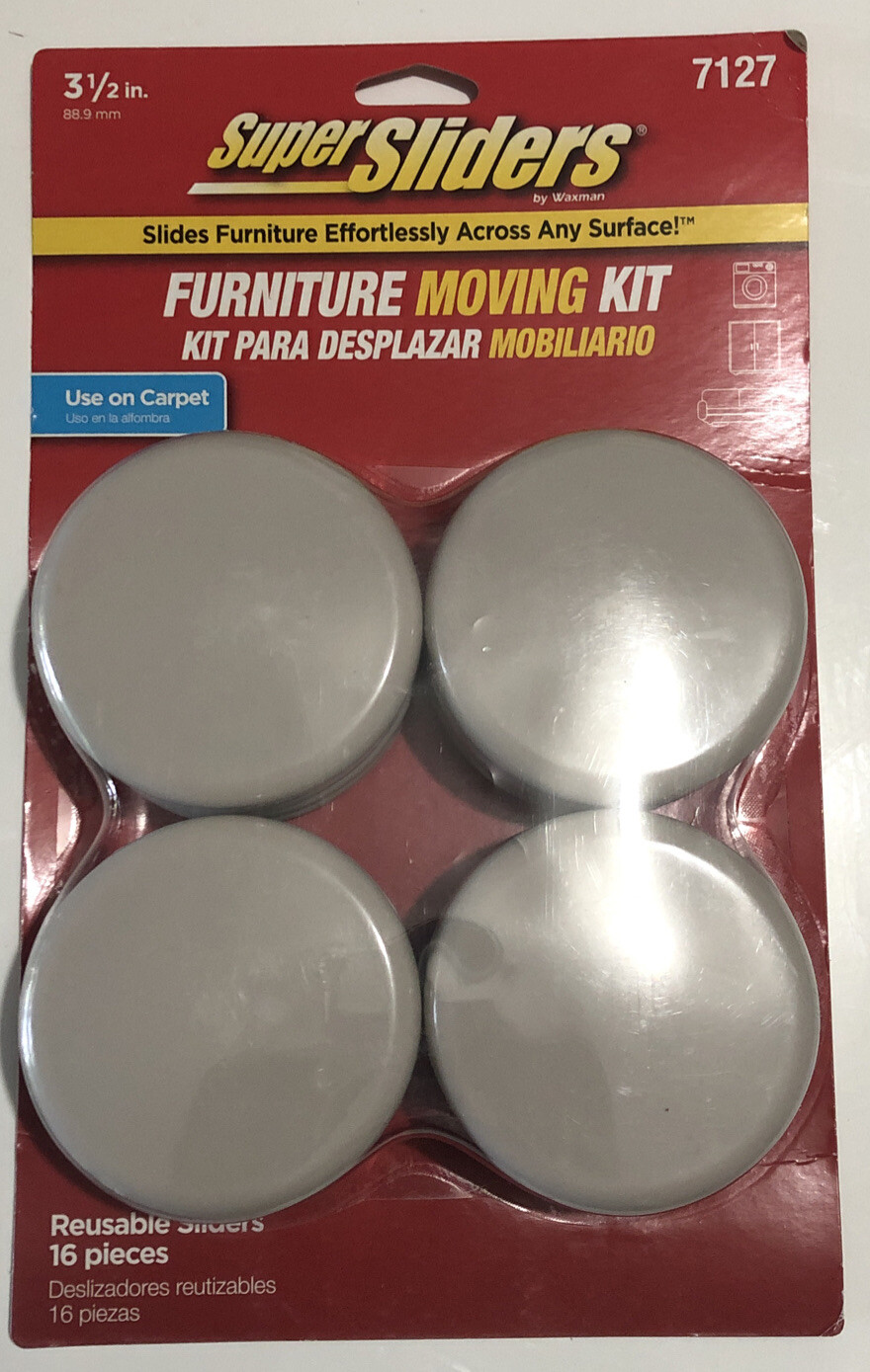 Waxman Super Sliders 16 Piece Furniture Moving Kit for Carpet-New 3 1/2IN