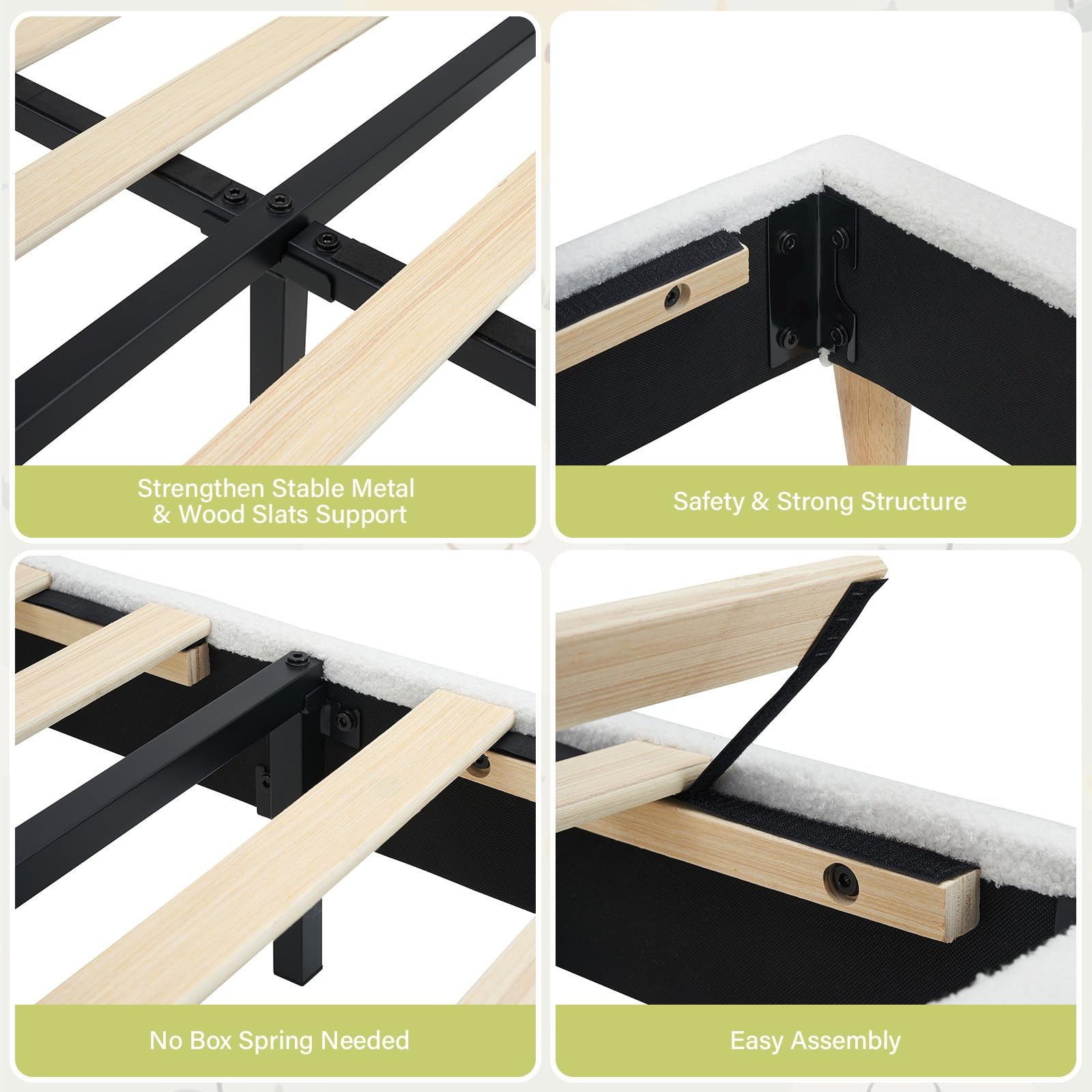 Twin/Twin XL/Full/Queen Size Bed Frame,Upholstered Platform Bed,Easy Assembly
