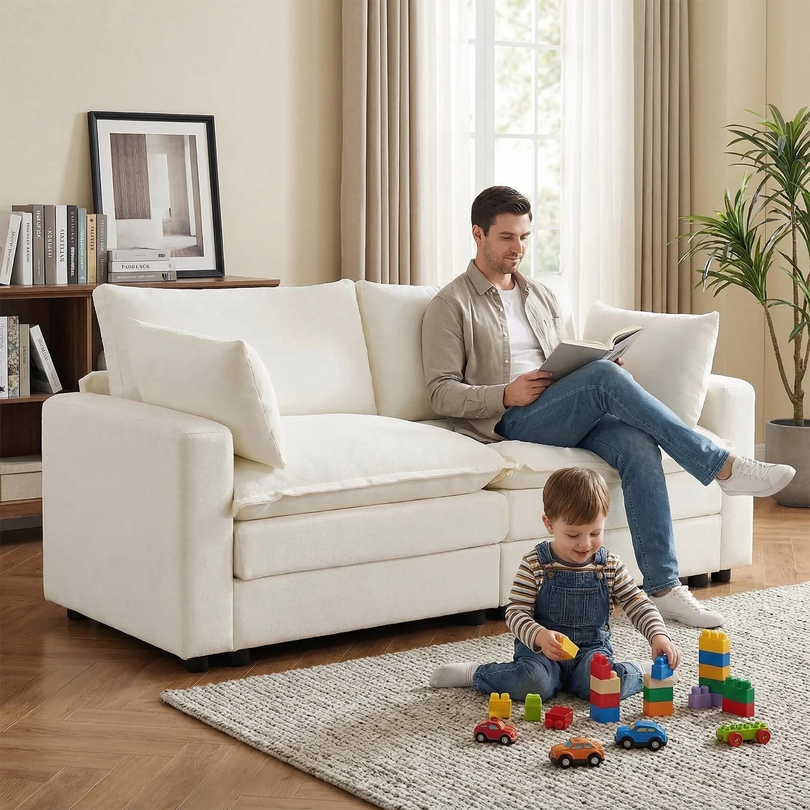 EBELLO Modular Sectional Sofa Modern Loveseat 2-Seat Cloud Couch for Living Room