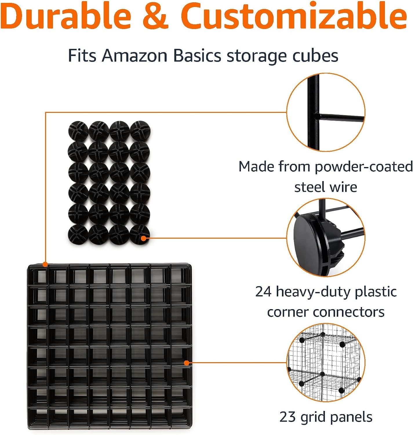 6-Cube Wire Grid Stackable Storage Organizer Metal Shelving Unit No-Tool
