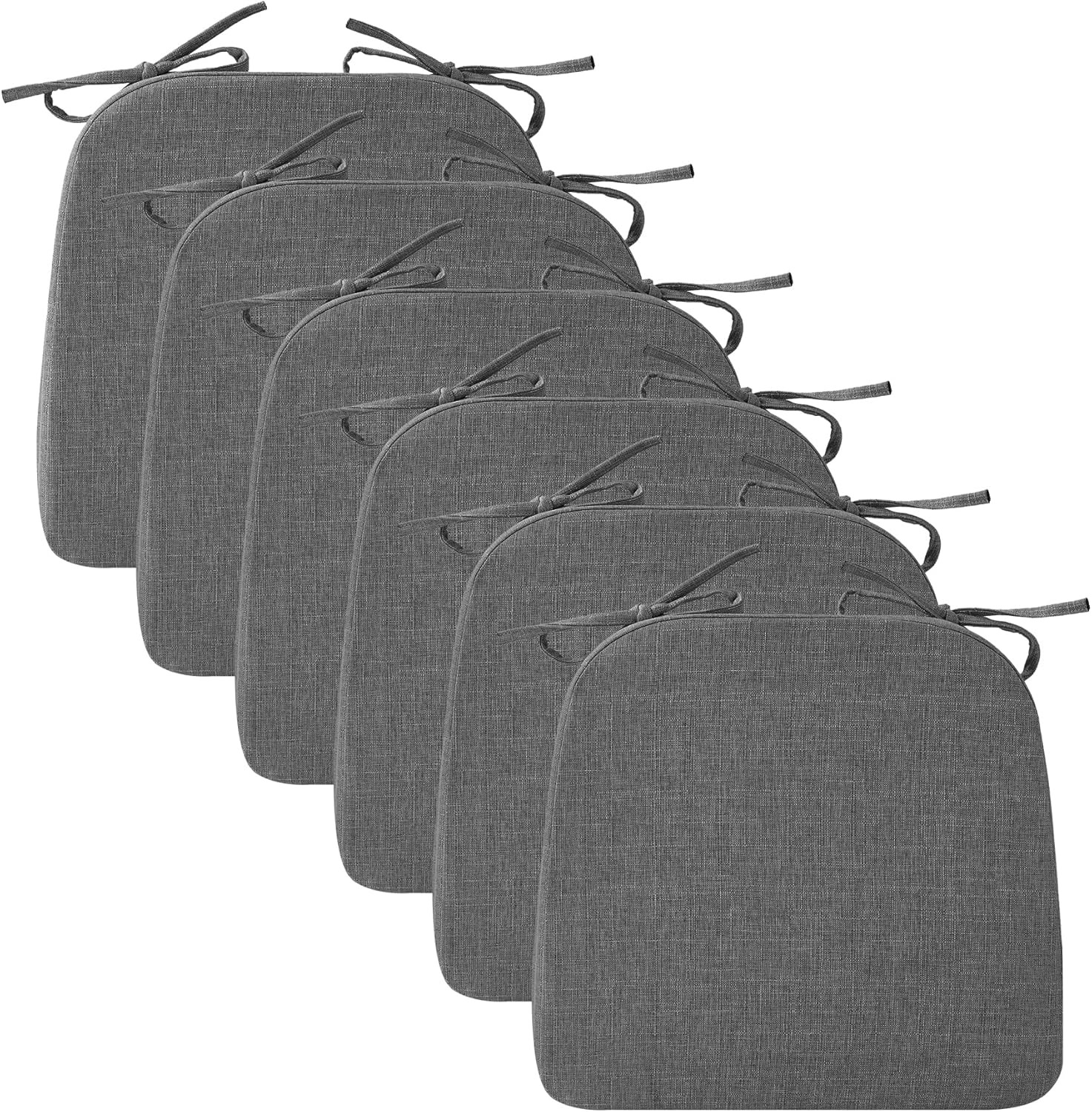 Chair Cushions for Dining Chairs, 2″ Thick Seat 6 Count(Pack of 1), Dark Grey