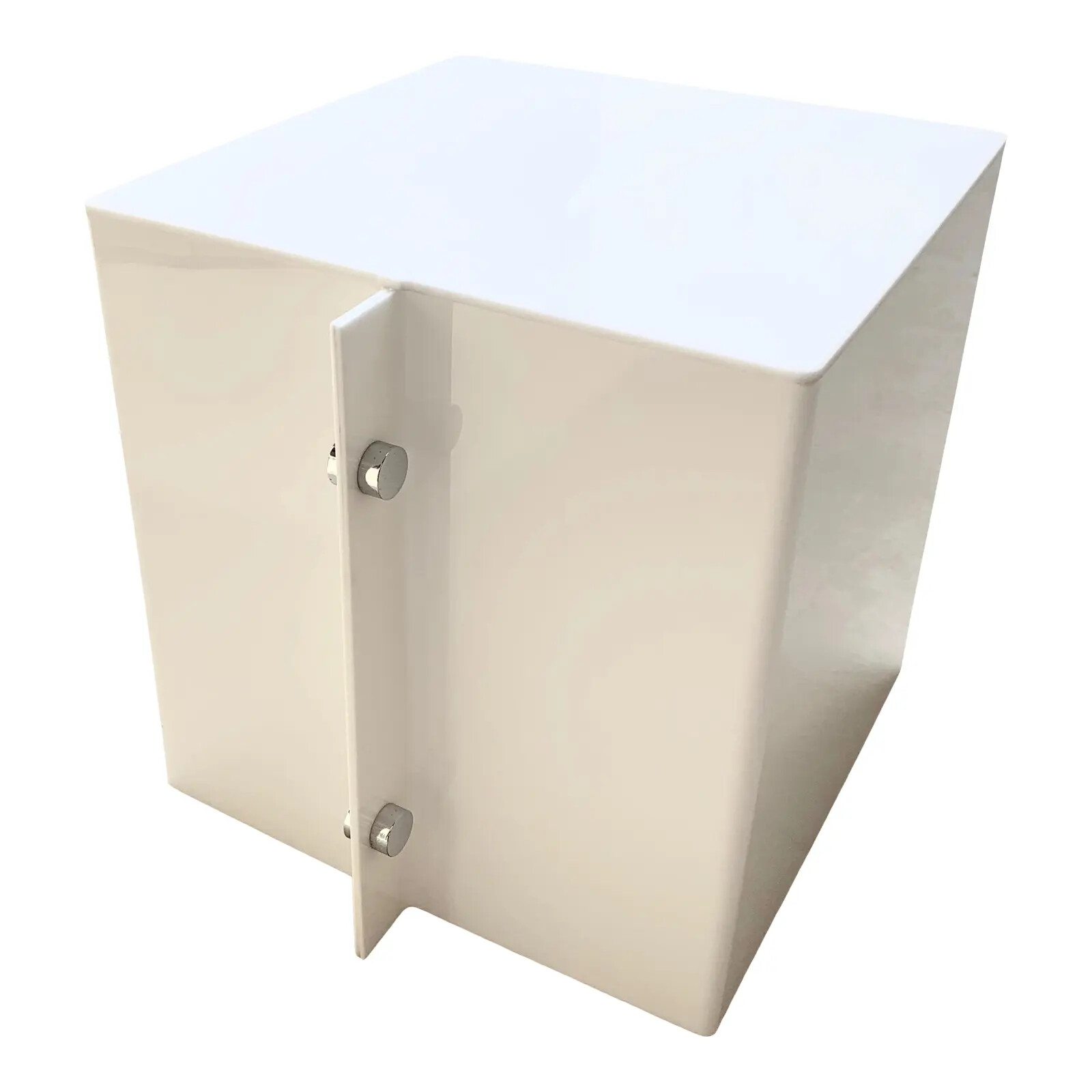 Vintage 1960s White Acrylic Side Table Attributed to Neal Small 16.5ʺ×16.25ʺ×17