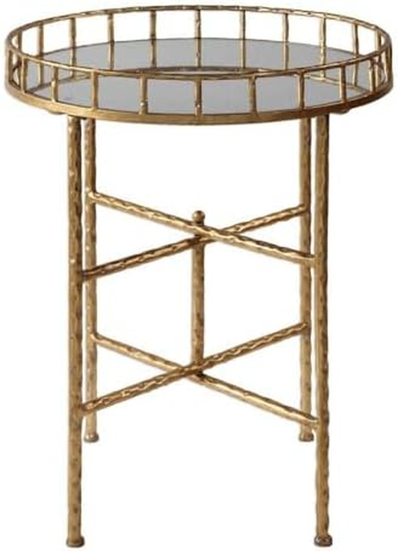 Tilly 19.5″ Mirrored Gold Leaf Accent Table for Elegant Spaces