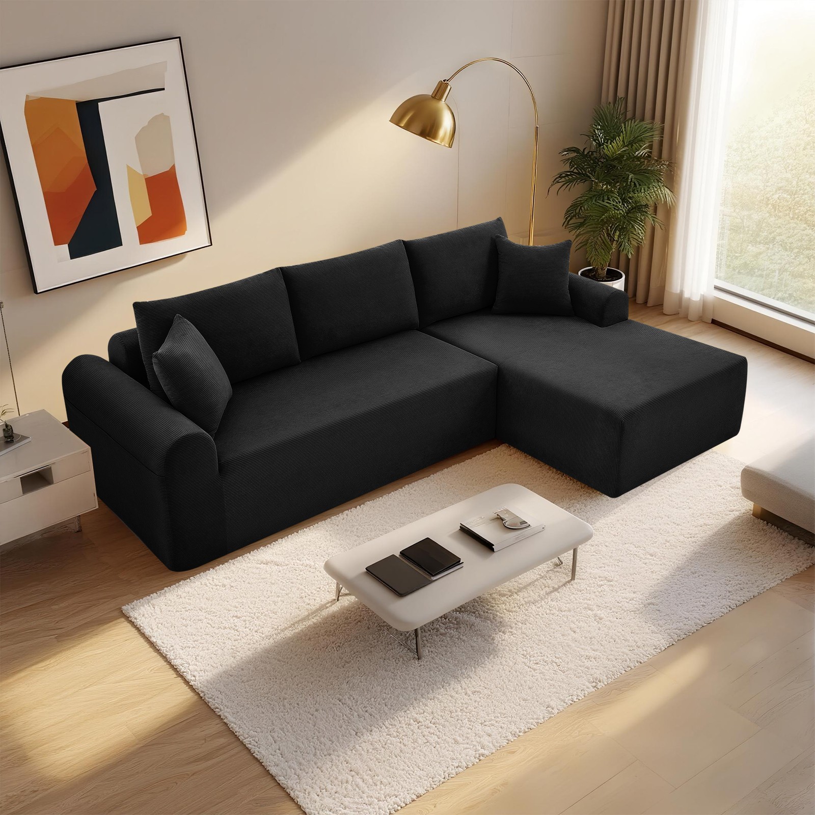 Convertible Modular Sectional Sofa, L-Shaped Boneless Couch with Chaise Lounge