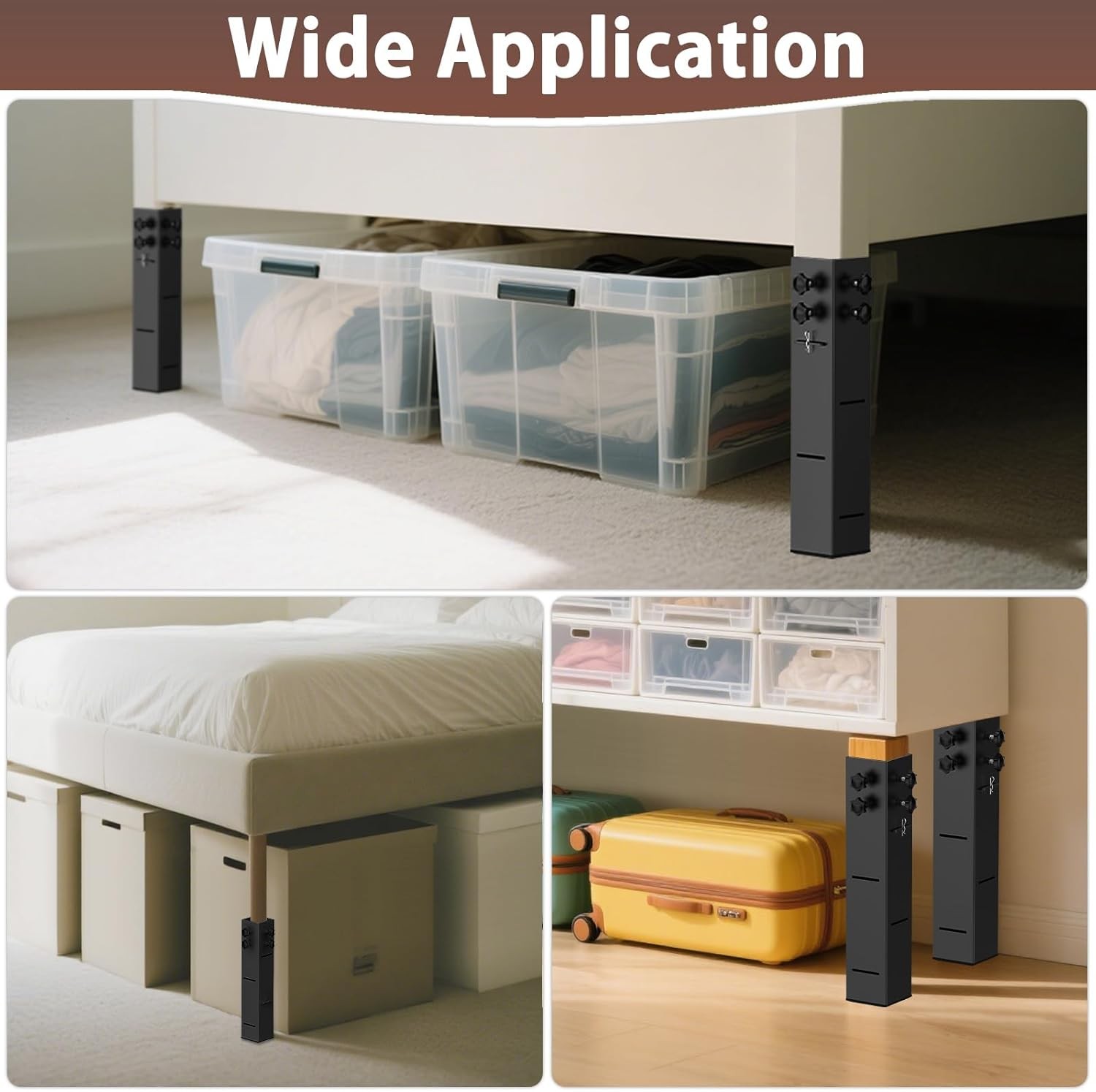 2025 Up-Grade College Dorm Bed Risers 3.15″ Diameter Carbon Steel Metal Bed