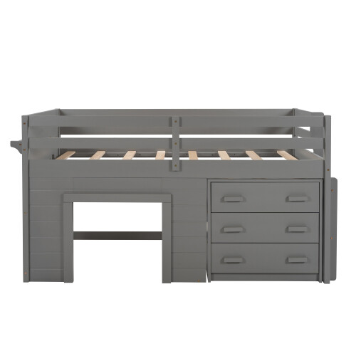 Twin Size Loft Bed with Storage Cabinets For Kids Teens Adults Bedroom Furniture