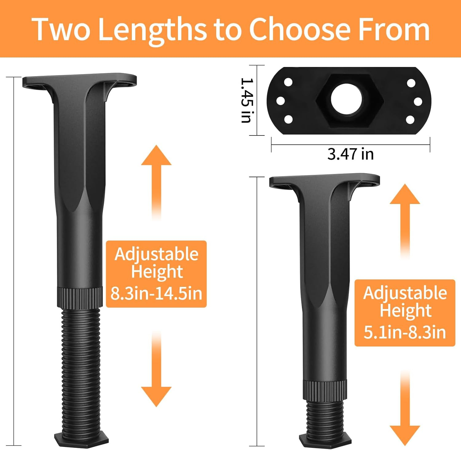 Jonkehai 8PCS Adjustable Bed Support Legs Bed Frame Support Legs Adjustable Bed