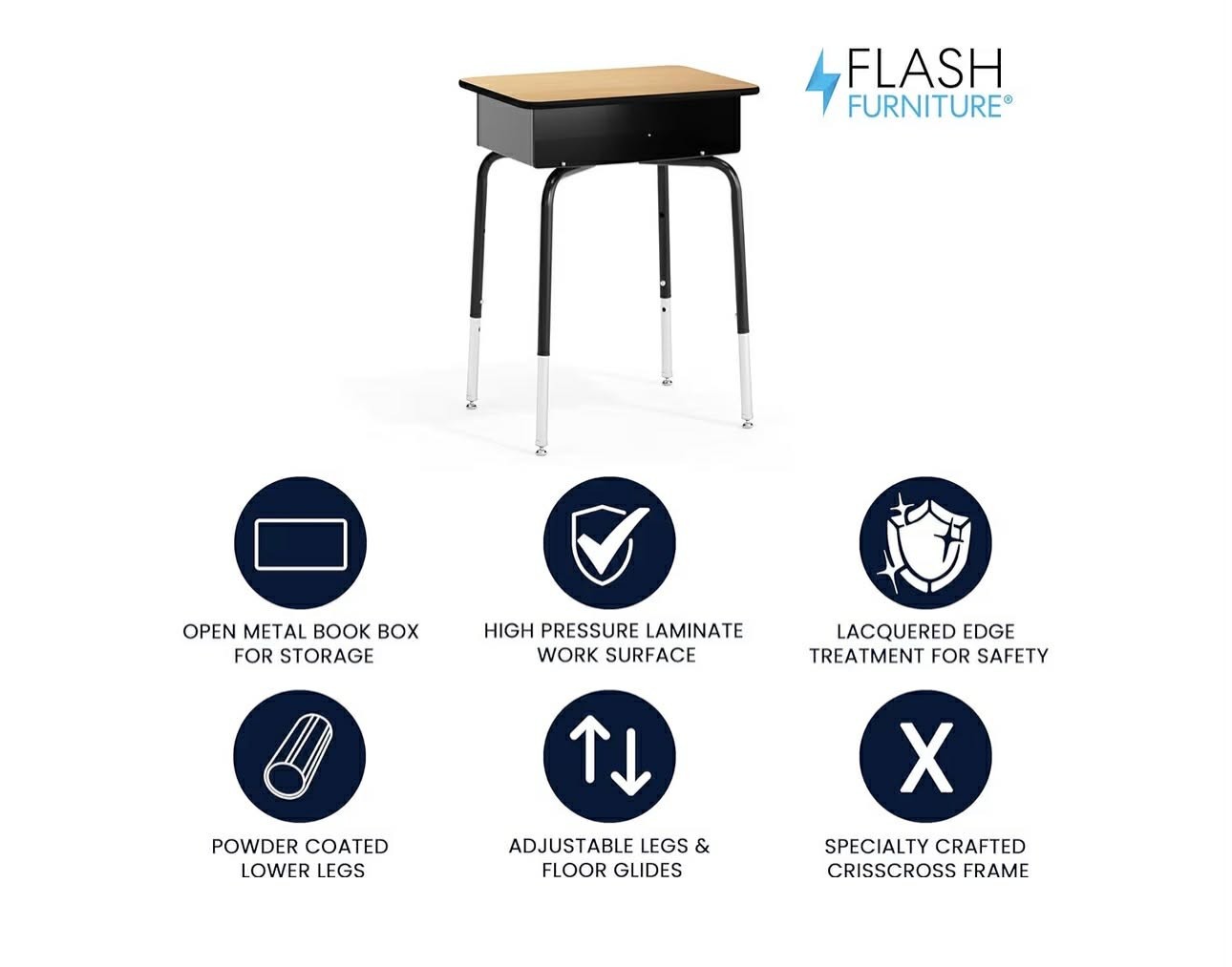 Flash Furniture FD-DESK-GG Student Desk – Natural/Black