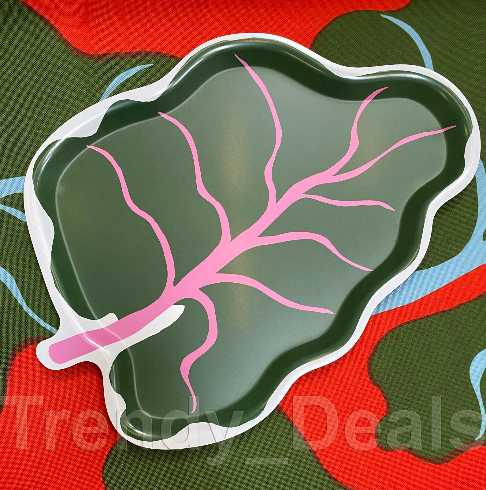 Ikea x Marimekko BASTUA Tray, Rhubarb Leaf Shaped Green, 14×19″ – NEW