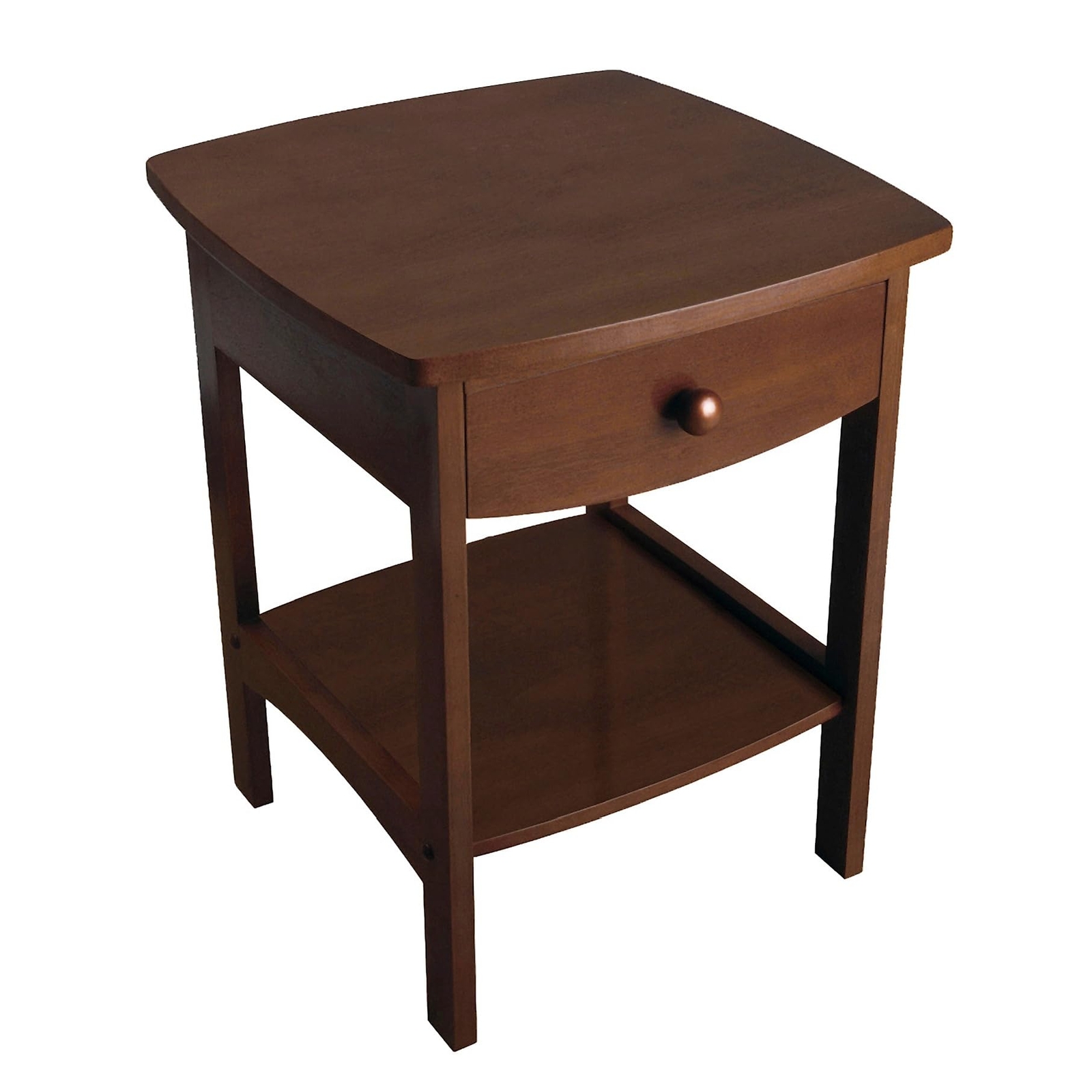 22 X 18 X 18inch Wood Curved End Table/night Stand With One Drawer Brown 94918