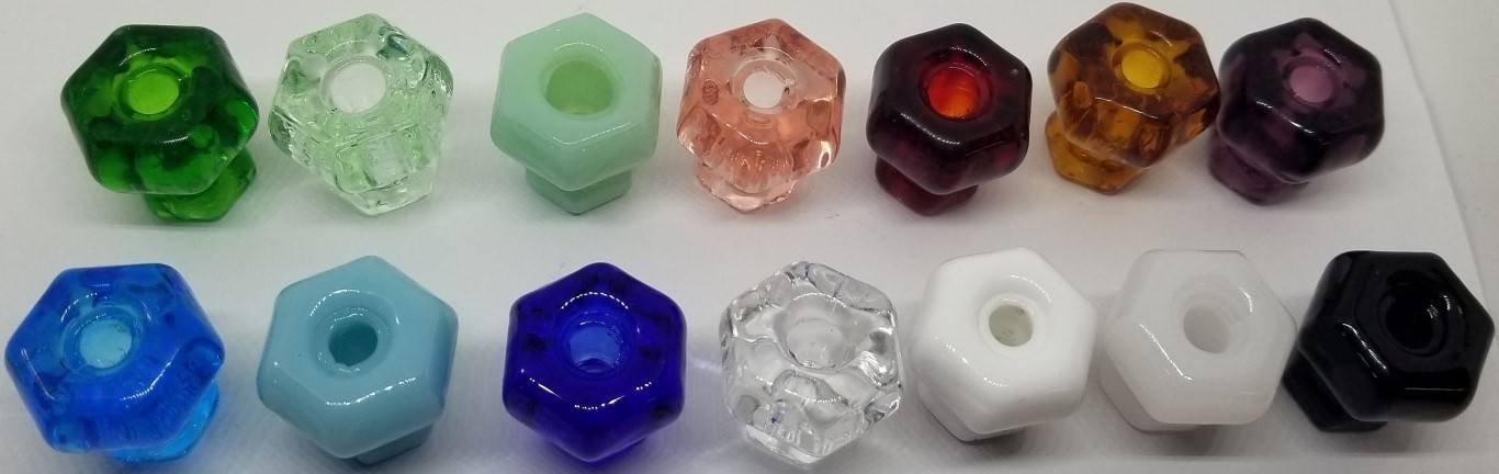 1-1/4″ MILK GREEN JADE HEXAGONAL Glass Knob Hexagon antique vintage old retro pa