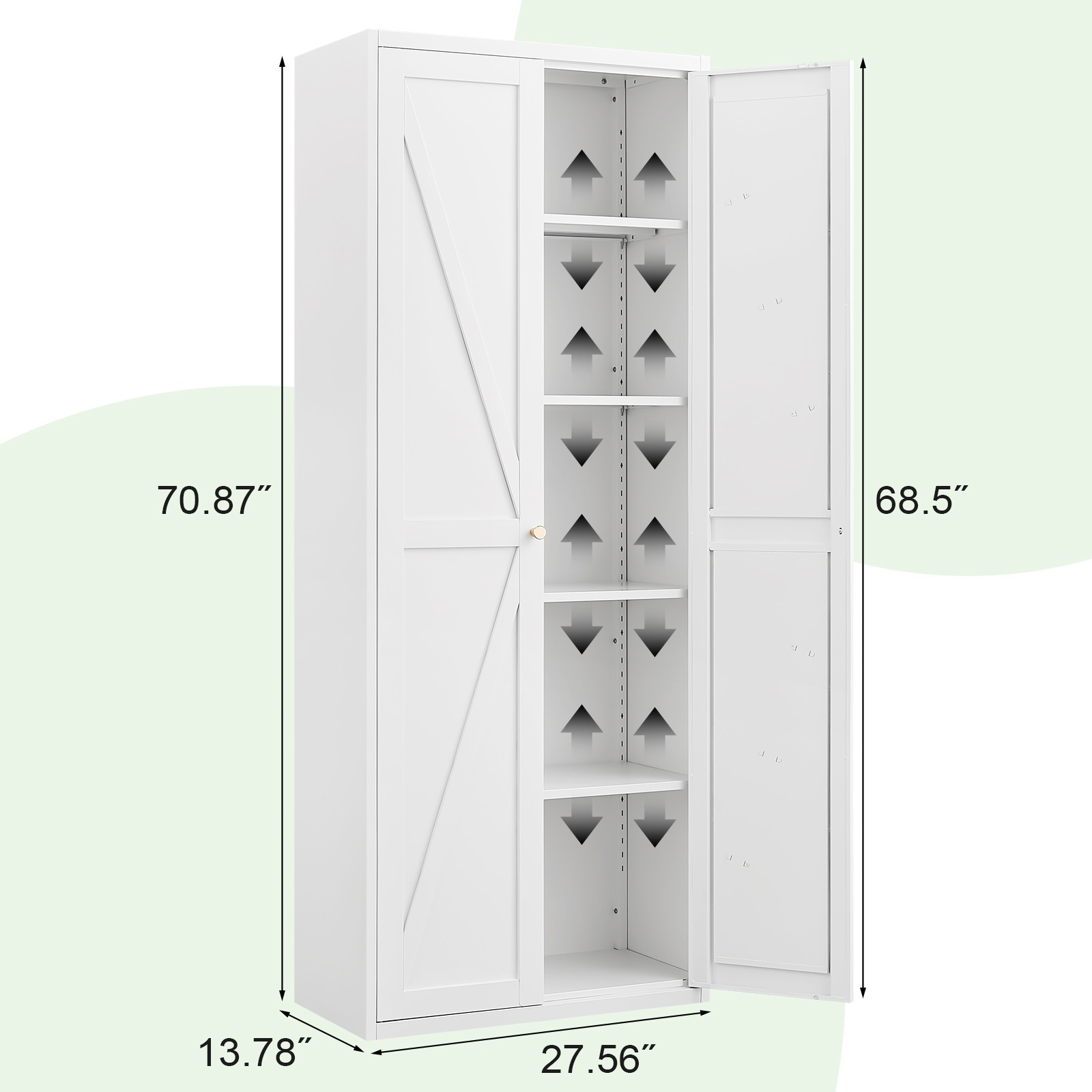 71″ Tall Metal Kitchen Pantry Storage Cabinets with Doors and Shelves, Cupboard