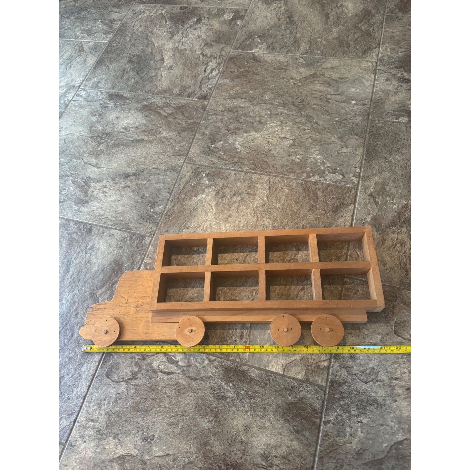 Vintage Wooden Handmade Semi Truck Wall Display Shelf Shadow Box 22in car Brown