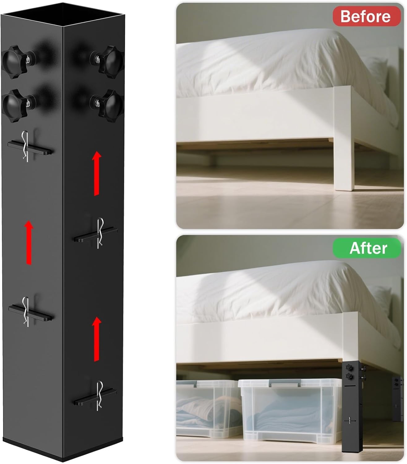 2025 Up-Grade College Dorm Bed Risers 3.15″ Diameter Carbon Steel Metal Bed