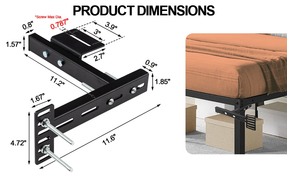 Universal Adjustable Headboard Brackets Footboard Extension Fit Full Bed 2 Pack