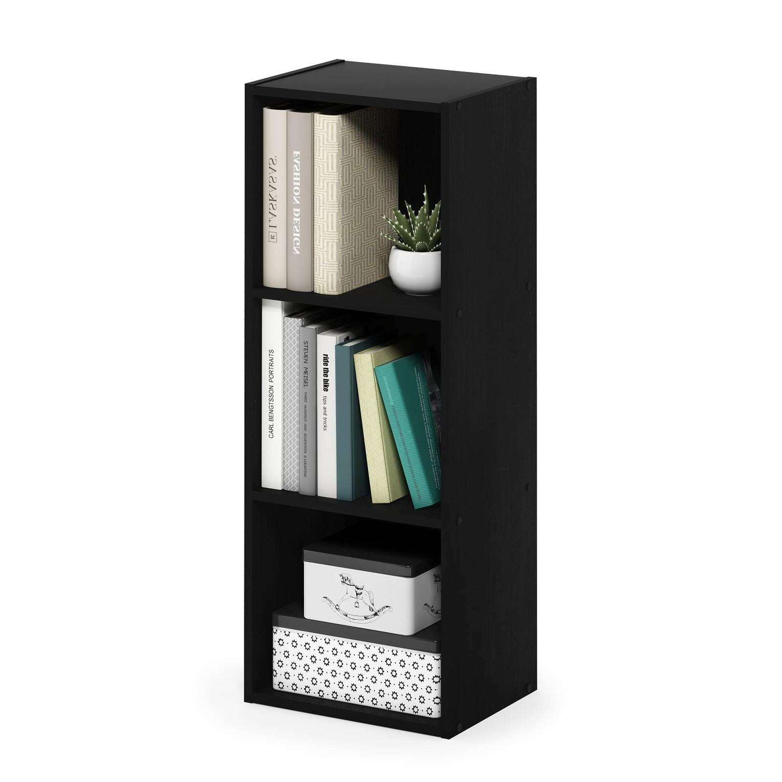 -Tier Open Shelf Bookcase 9.0D x 12.0W x 32.0H Inch Blackwood $25.50