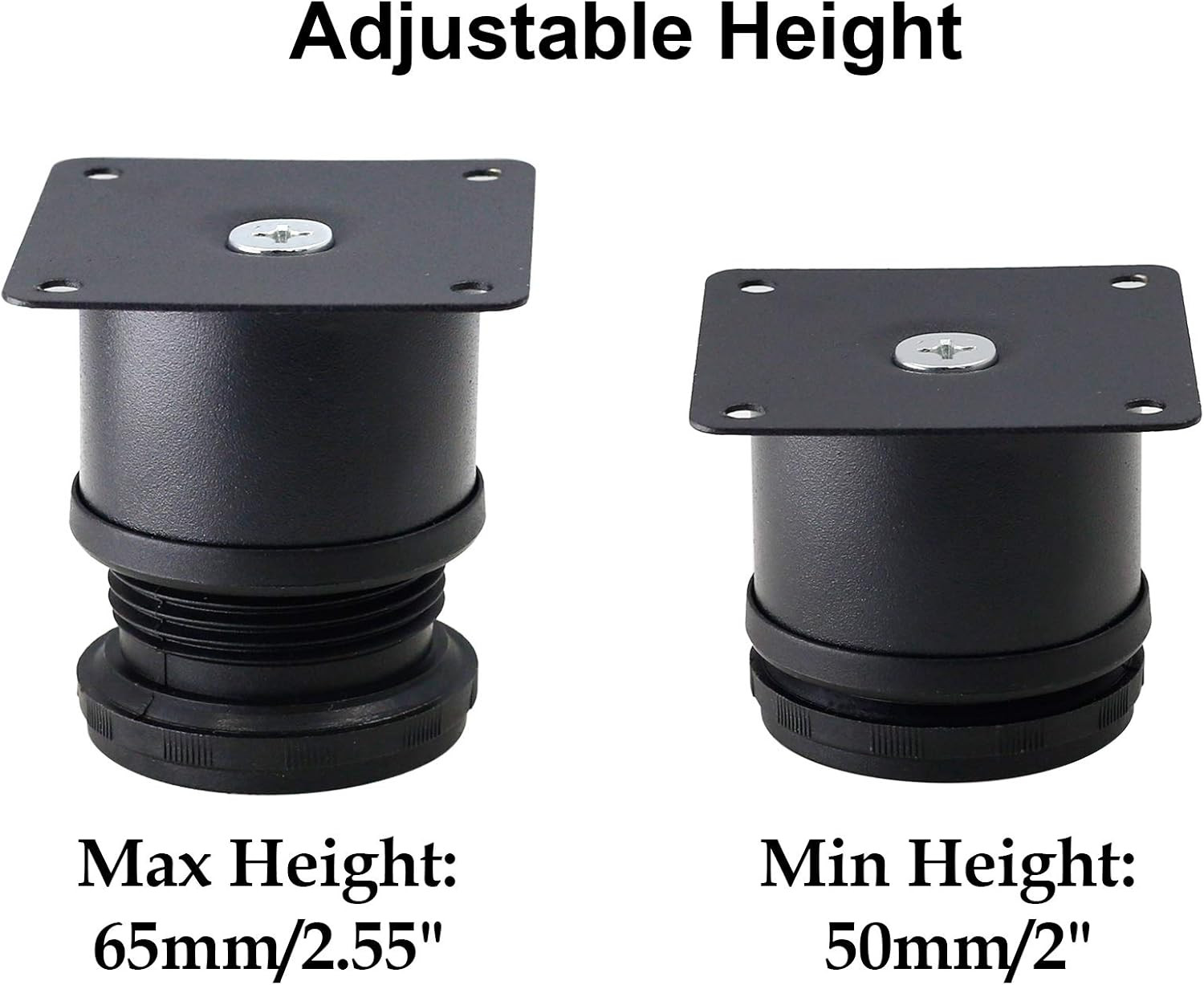 Set of 4 Stainless Steel Furniture Legs 2 Inch, Adjustable Round Cabinet Legs 2″