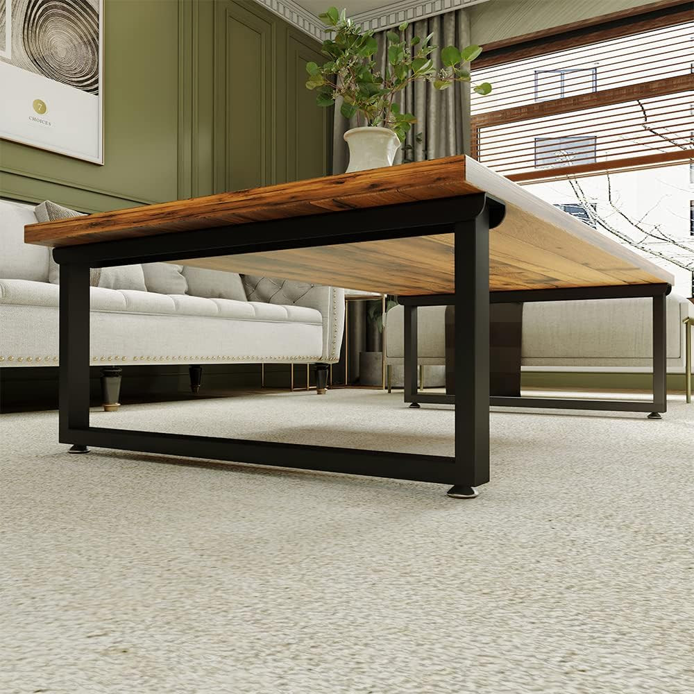 16″ Black Metal Coffee Table Legs – Industrial Modern Steel Base for Living Room