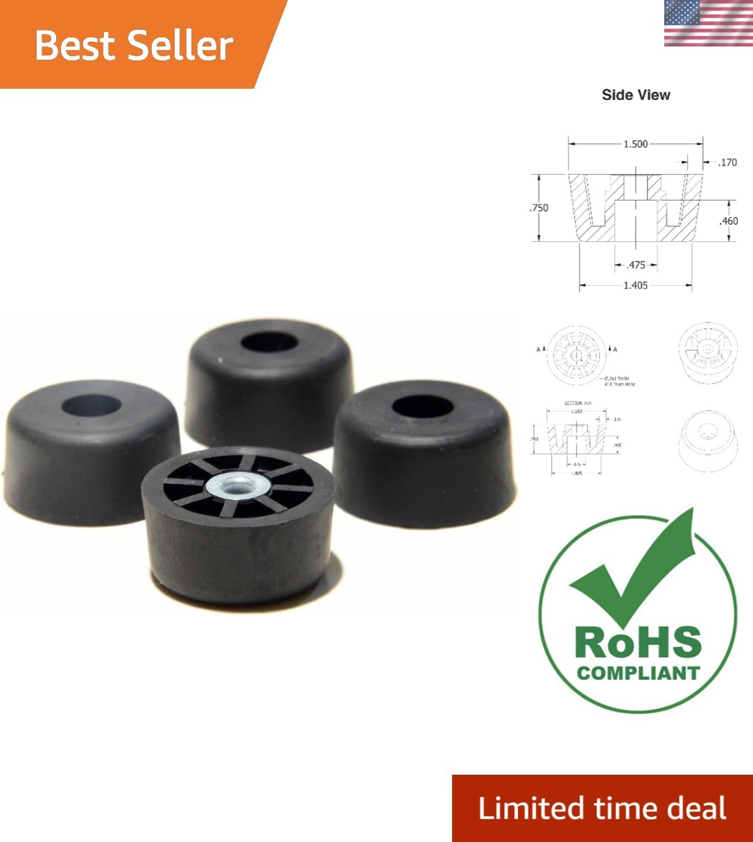 Durable 4 Pack Large Round Rubber Feet Bumpers – Perfect for Heavy Furniture