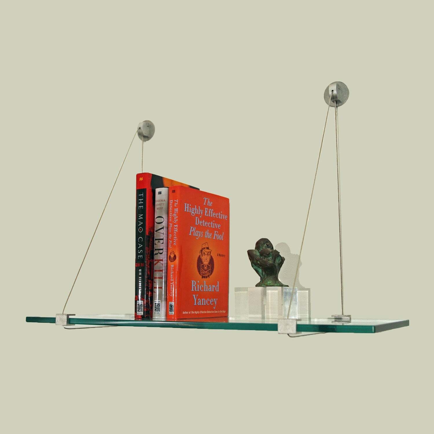 Clear Hanging Glass Shelf 12″ X 36″ Black Finish