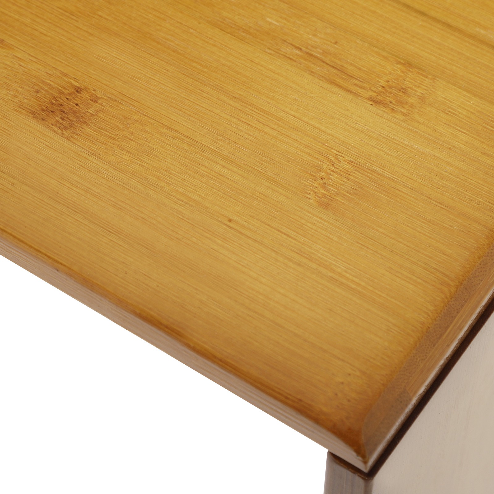 Tawny Foldable Bamboo Floor Table With Chinese Landscape Carving, No Assembly