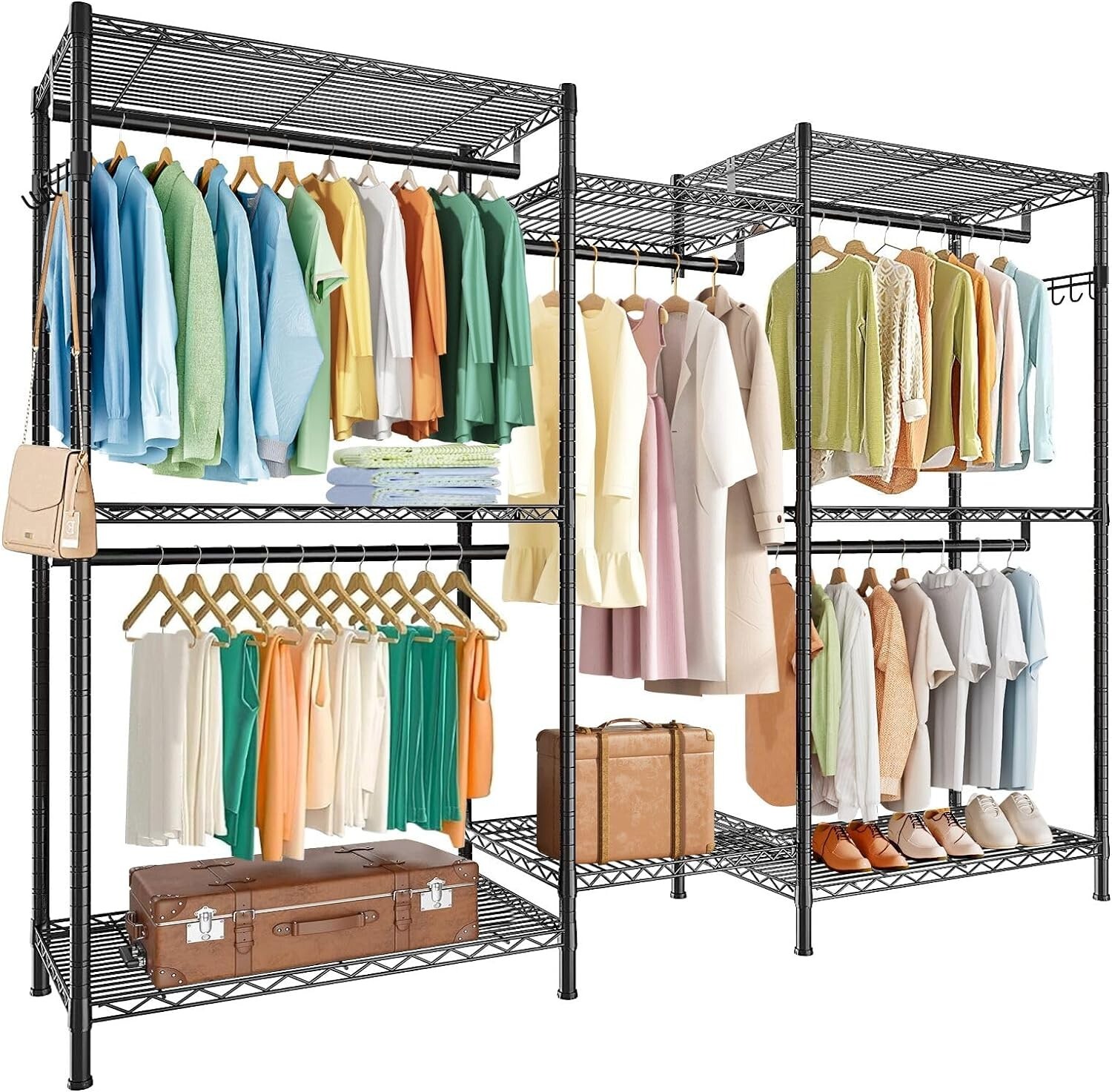 Wardrobe clothes rack coat rack closet clothes black b294