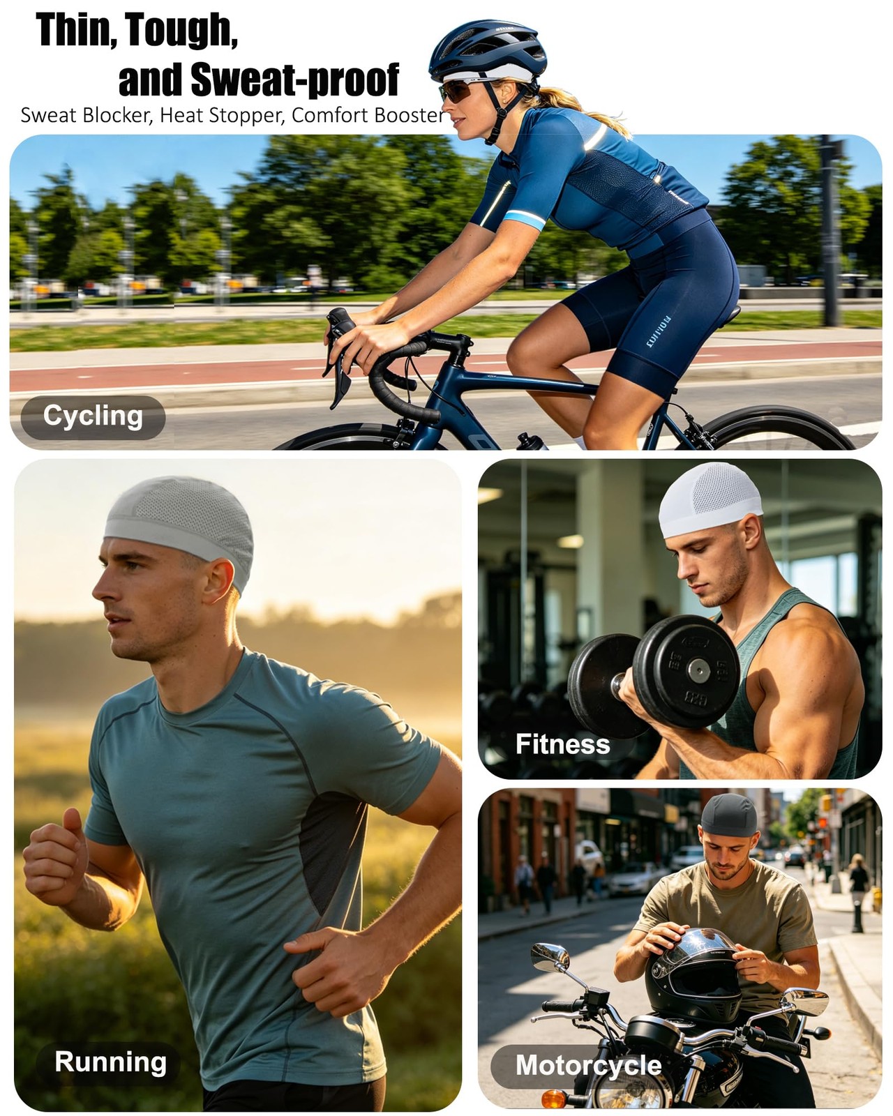 3PCS Cooling Skull Cap for Men Women Running Cycling Helmet Liner