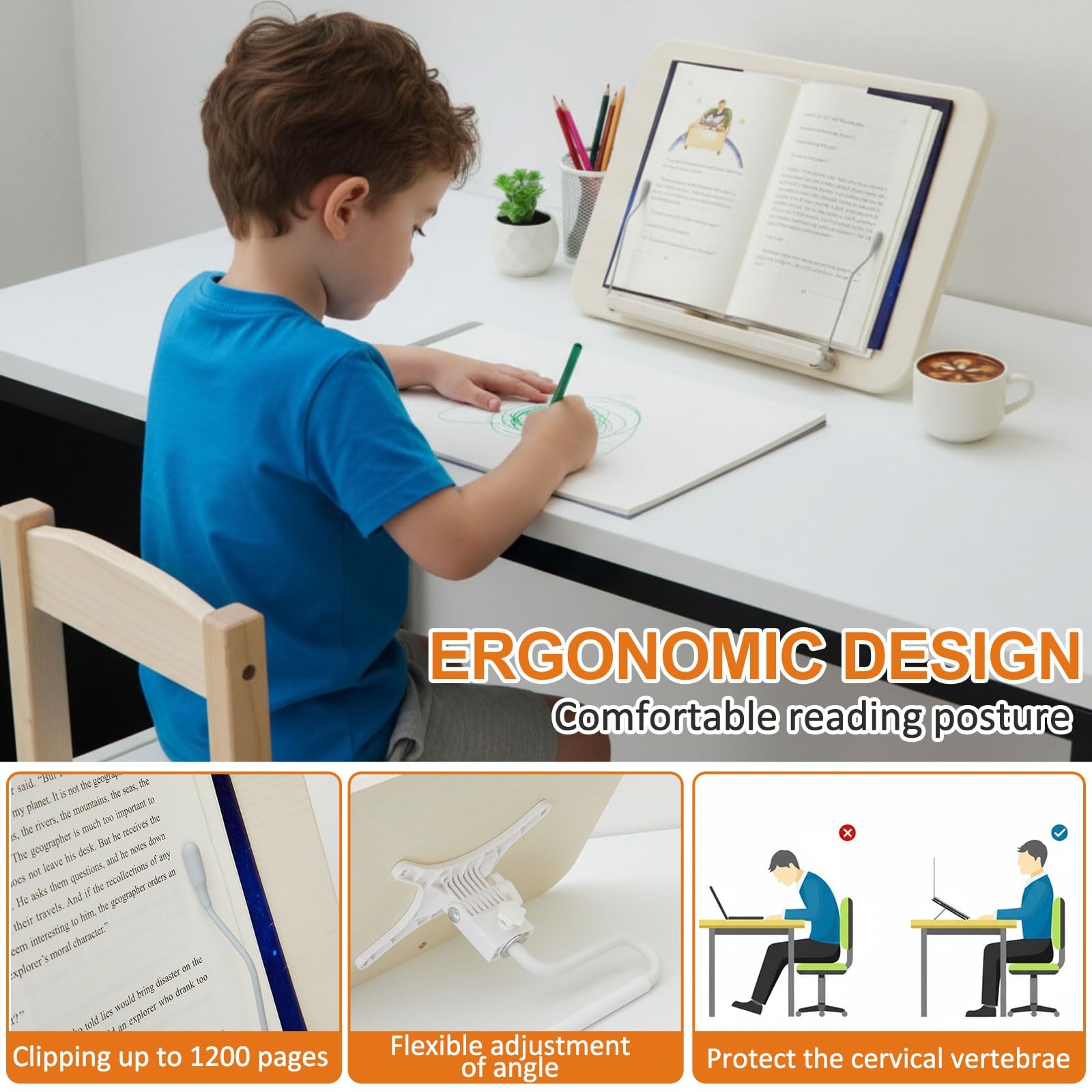 Brightrow 2 In 1 Dual-Use Book Stand White 19.6-54 Inch Height Adjustable For