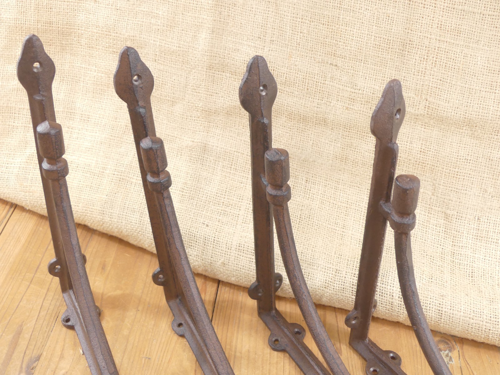 4 LARGE Shelf Brackets Corbels Wall Cast Iron Rustic Farmhouse 10″ X 10″ !!