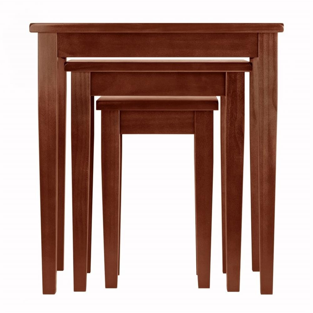 Winsome Regalia 3-Piece Transitional Solid Wood Nesting Tables in Anitque Walnut