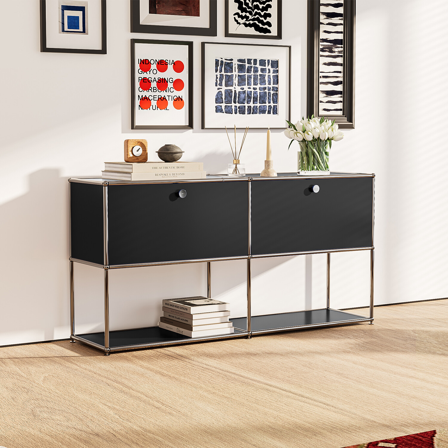 USM Haller Style Modern Storage Cabinet Shelf Free-Standing Sideboard Metal USA