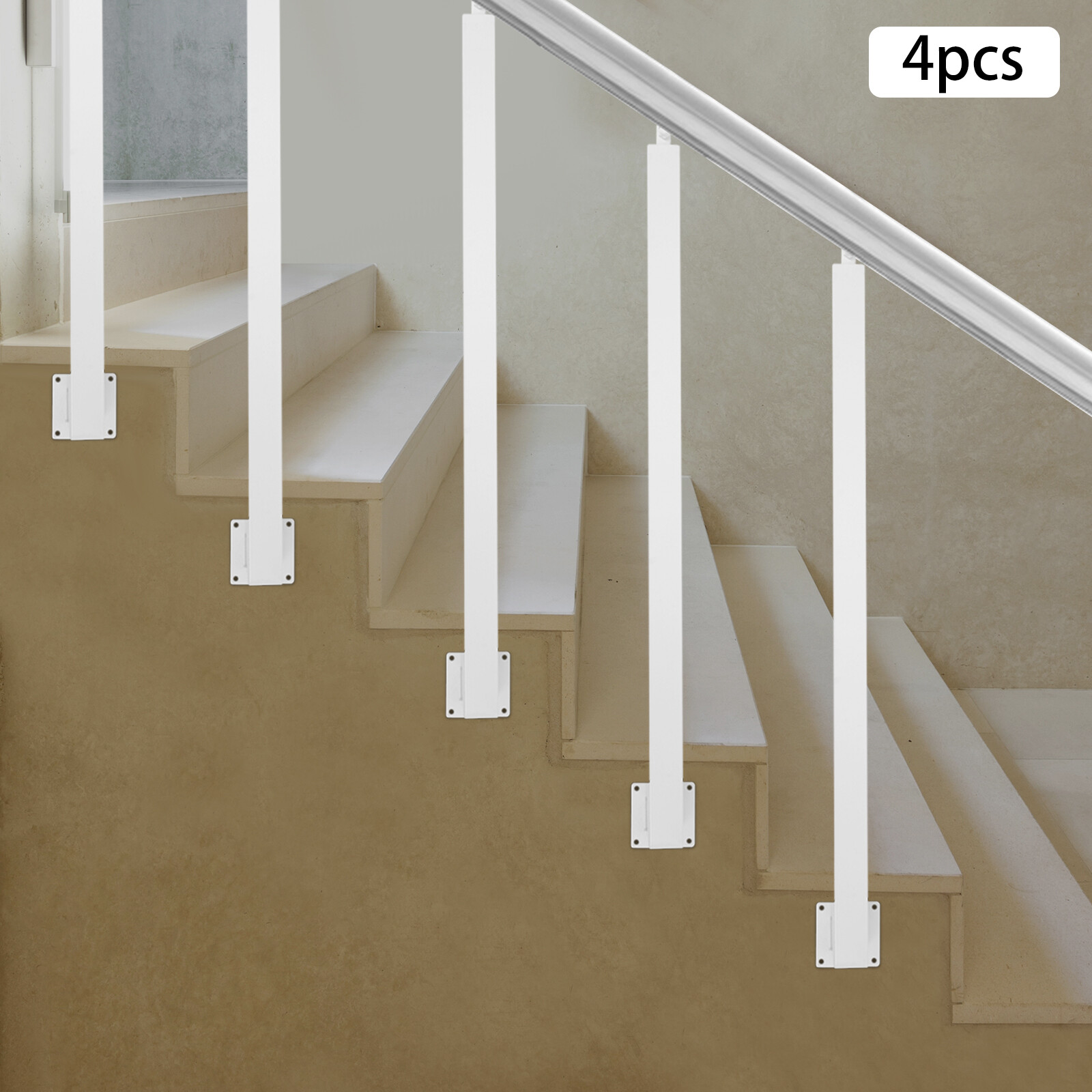 Square Stair Baluster Posts Metal Stair Post Decorative Railing For Stairs White