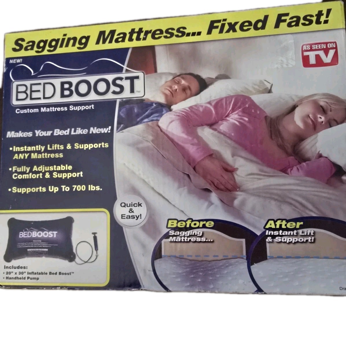 Bed Boost As Seen On TV with Pump Custom Mattress Support For Sagging Mattress.