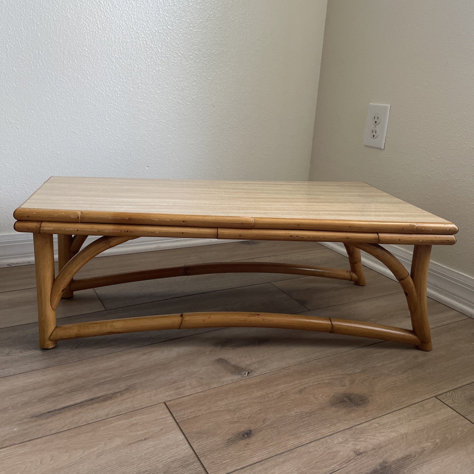 Asian Japanese Style Symmetry Rectangle Tea Coffee Table Formica Top Bamboo Legs