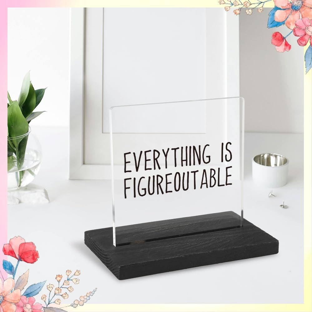 Motivational Office Desk Decor for Women, 4 inches x 4 inches, Transparent